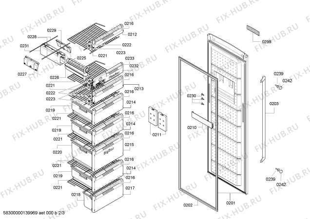 Схема №2 GS32NV96 с изображением Дверь для холодильника Siemens 00248207