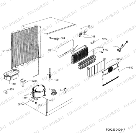 Взрыв-схема холодильника Rex Electrolux RND42353X - Схема узла Cooling system 017