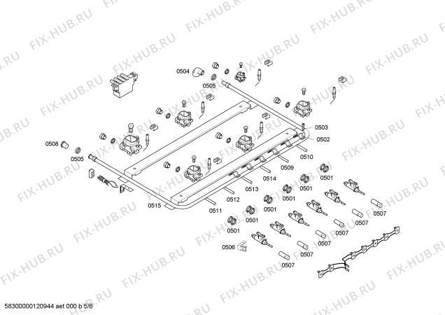 Взрыв-схема плиты (духовки) Bosch HSK66I45E9 P3 76 PS INOX GE 127V (CKD) - Схема узла 05