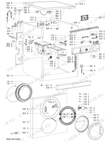 Схема №1 WFE 1075 BD с изображением Обшивка для стиральной машины Whirlpool 480111102101