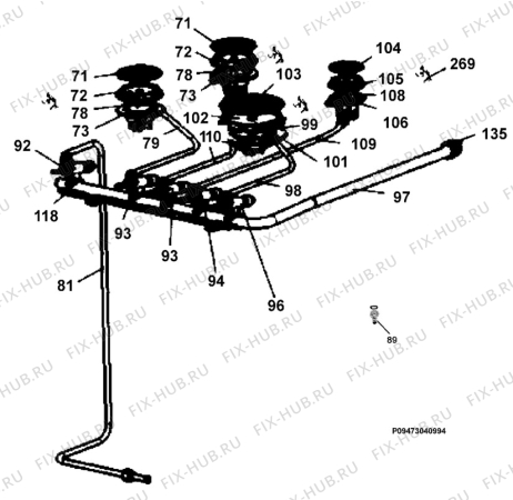 Взрыв-схема плиты (духовки) Electrolux EKG501101W - Схема узла Section 6