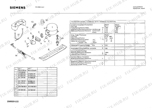 Взрыв-схема холодильника Siemens KS2304 - Схема узла 02