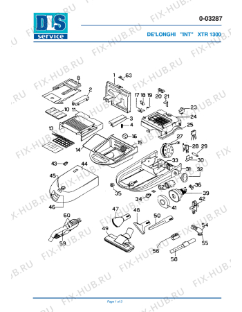 Схема №1 XTR 1300 с изображением Указатель для мини-пылесоса DELONGHI EM1057