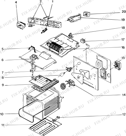 Взрыв-схема плиты (духовки) Indesit FC116X (F007606) - Схема узла