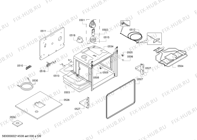 Взрыв-схема плиты (духовки) Bosch HQA050020U - Схема узла 05