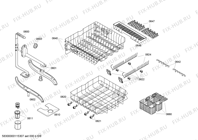 Взрыв-схема посудомоечной машины Bosch SGU55E18SK - Схема узла 06