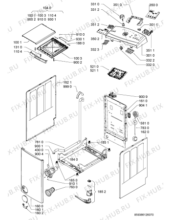 Схема №1 AWE 8610 с изображением Обшивка для стиралки Whirlpool 481010414323