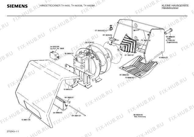 Схема №1 TH500076 с изображением Температурный ограничитель для стиралки Siemens 00045929