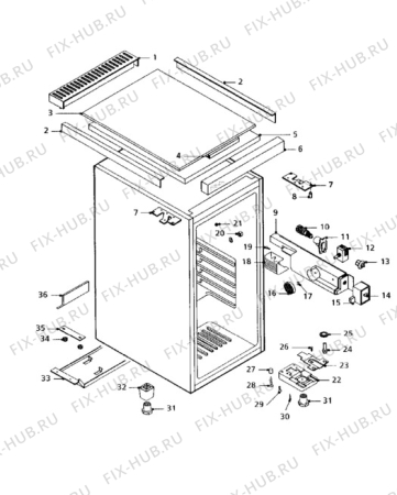 Взрыв-схема холодильника Tricity Bendix CPR4W - Схема узла Cabinet + furniture (extra)