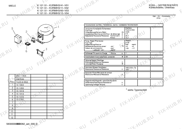 Схема №2 KULMIF3, K122UI с изображением Плата для холодильной камеры Bosch 00359101