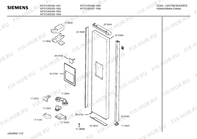 Схема №3 KF57U55 с изображением Панель для холодильника Siemens 00355780