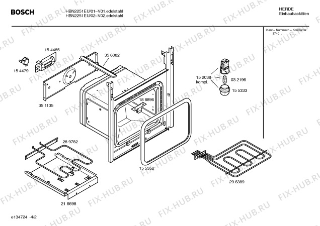 Взрыв-схема плиты (духовки) Bosch HBN2251EU - Схема узла 02