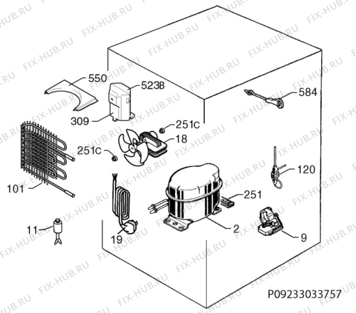 Взрыв-схема холодильника Ikea KALLNAT 50253740 - Схема узла Cooling system 017