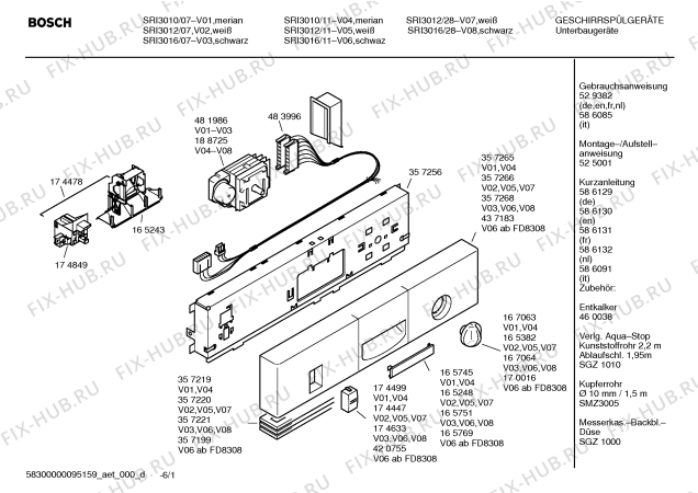 Схема №3 SRI3016 с изображением Передняя панель для посудомоечной машины Bosch 00437183