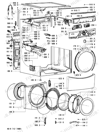 Схема №2 WFW 9550 WW 10 с изображением Рамка для стиральной машины Whirlpool 481010418964