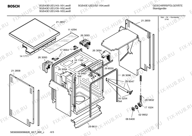 Схема №4 SGS43E12EU с изображением Инструкция по эксплуатации для электропосудомоечной машины Bosch 00588789