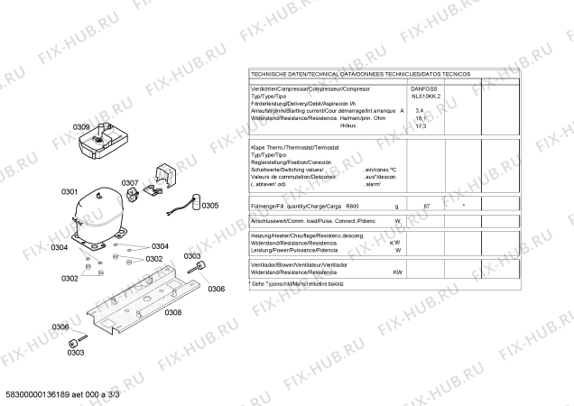 Взрыв-схема холодильника Bosch KGV36V64IE - Схема узла 03
