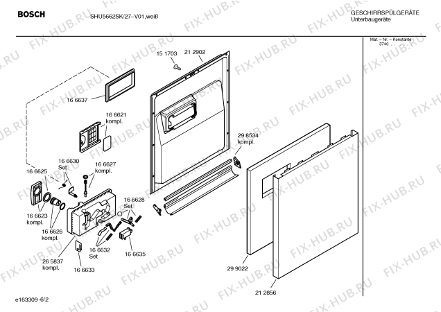 Взрыв-схема посудомоечной машины Bosch SHU5662SK - Схема узла 02