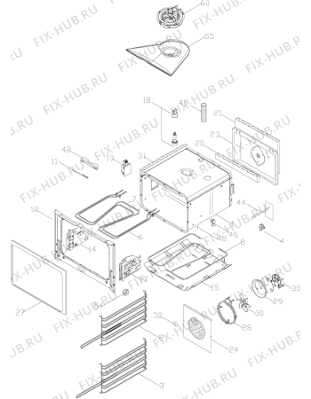Взрыв-схема плиты (духовки) Voss ELI2051OT - Схема узла H10 Main Oven Cavity (large)