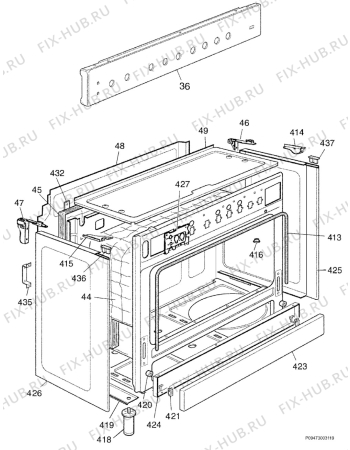 Взрыв-схема комплектующей Zanussi Z9042W - Схема узла Section 4