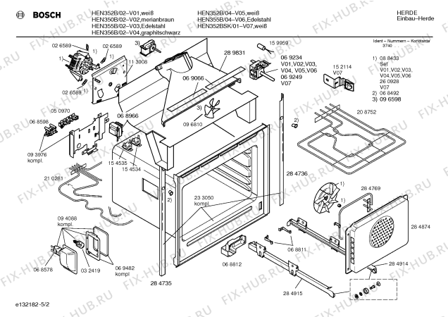 Схема №2 HEN356BCC с изображением Панель управления для плиты (духовки) Bosch 00289973