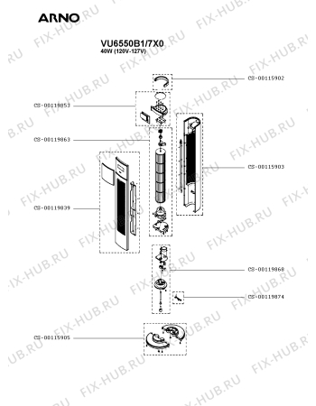Схема №1 VU6550B0/7X0 с изображением Часть корпуса для обогревателя (вентилятора) Seb CS-00119839