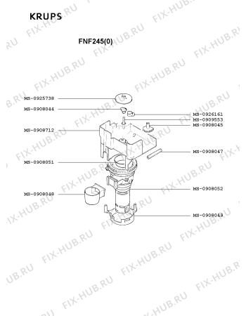 Взрыв-схема кофеварки (кофемашины) Krups FNF245(0) - Схема узла QP001889.0P4