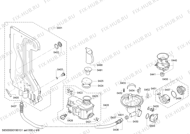 Взрыв-схема посудомоечной машины Bosch SMS58D18EU SilencePlus; Serie 4 - Схема узла 04