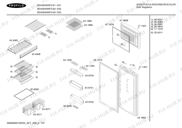 Взрыв-схема холодильника Profilo BD4303ANFE - Схема узла 02