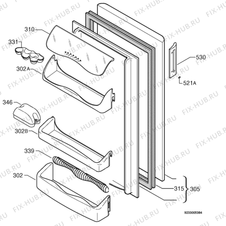 Взрыв-схема холодильника Zanussi ZLA99W - Схема узла Door 003