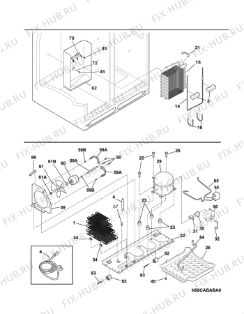 Взрыв-схема холодильника Electrolux ERL7280X - Схема узла Cooling system 017