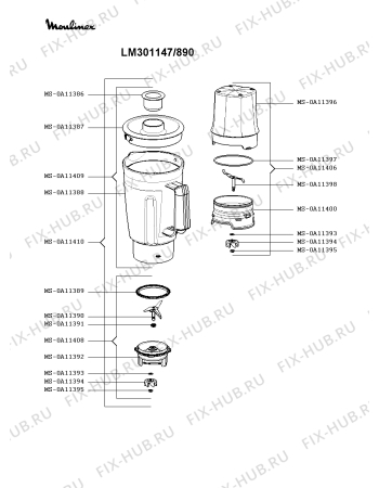 Взрыв-схема блендера (миксера) Moulinex LM301147/890 - Схема узла GP003932.8P2