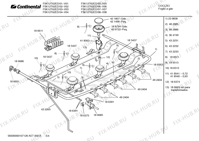 Взрыв-схема плиты (духовки) Continental FSK12T62ED - Схема узла 04