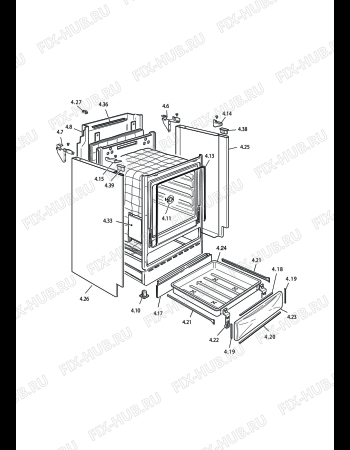 Схема №2 TEX 664 A с изображением Элемент корпуса для электропечи DELONGHI 35C6N03SD3