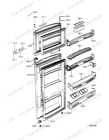 Взрыв-схема холодильника Whirlpool ARG 774(WBM 482) - Схема узла