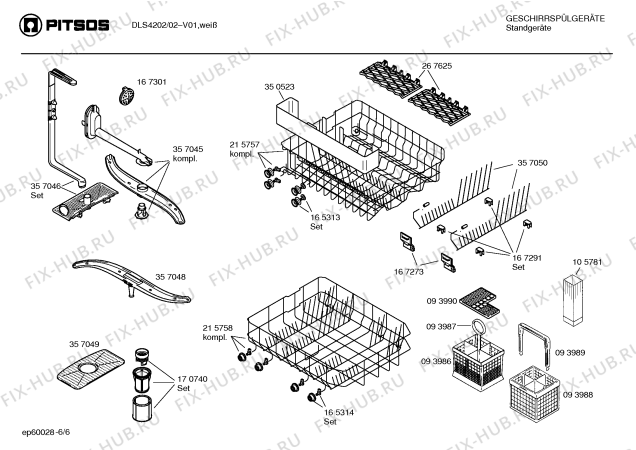 Взрыв-схема посудомоечной машины Pitsos DLS4202 - Схема узла 06