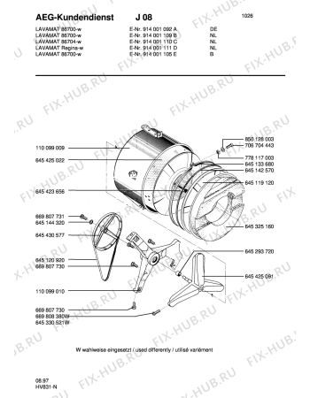 Схема №1 LAV86728-W с изображением Роликоподшипник для стиралки Aeg 1100990108