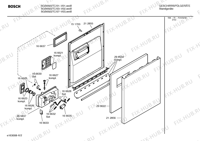 Взрыв-схема посудомоечной машины Bosch SGS6922TC - Схема узла 02