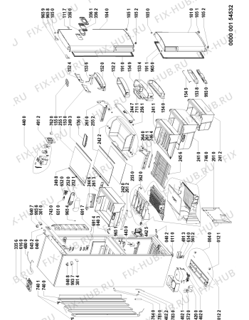 Схема №1 ARC 7299 IX с изображением Элемент корпуса для холодильника Whirlpool 480131100012