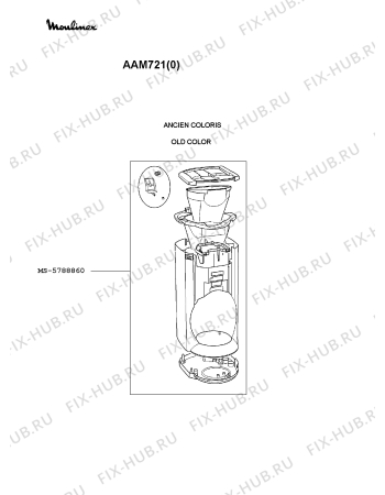 Взрыв-схема кофеварки (кофемашины) Moulinex AAM721(0) - Схема узла 3P001685.1P3