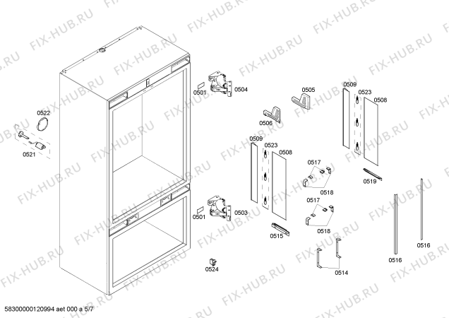 Взрыв-схема холодильника Bosch B36IB70NSP - Схема узла 05