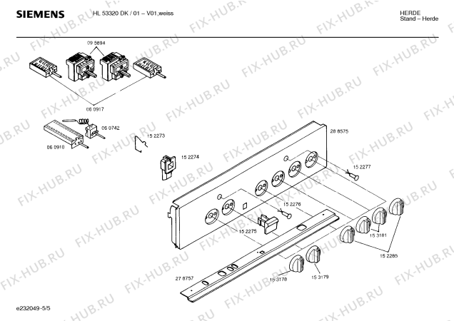 Взрыв-схема плиты (духовки) Siemens HL53320DK - Схема узла 05