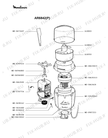 Взрыв-схема блендера (миксера) Moulinex AR6842(P) - Схема узла GP001297.6P2