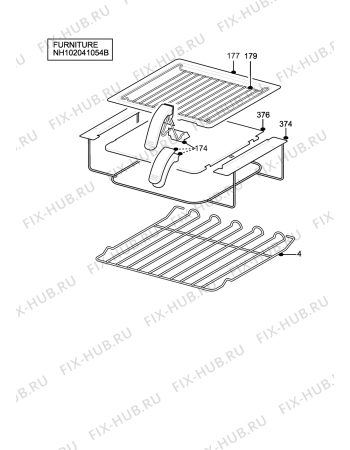 Взрыв-схема плиты (духовки) Parkinson Cowan CC500WN - Схема узла H10 Furniture