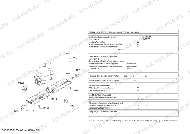 Взрыв-схема холодильника Bosch KGN57SW30U - Схема узла 05