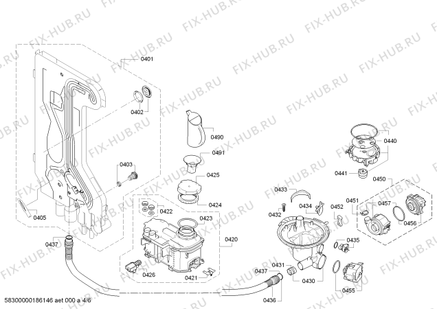 Схема №4 SN65E001GB с изображением Силовой модуль запрограммированный для посудомойки Bosch 12007373