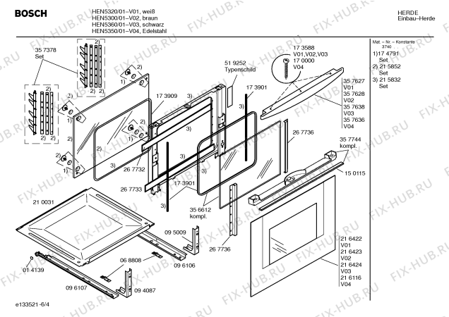 Схема №3 HEN5300 с изображением Инструкция по эксплуатации для плиты (духовки) Bosch 00526446