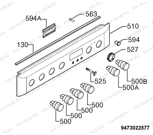 Взрыв-схема плиты (духовки) Zanussi ZCS6601W - Схема узла Command panel 037