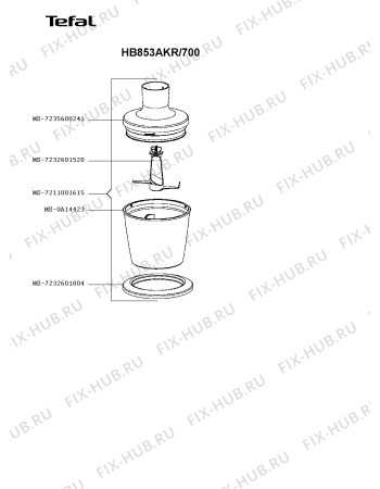 Взрыв-схема блендера (миксера) Tefal HB853AKR/700 - Схема узла LP005049.3P2