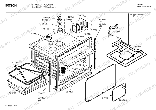 Схема №2 HBN4862 с изображением Инструкция по эксплуатации для плиты (духовки) Bosch 00583690